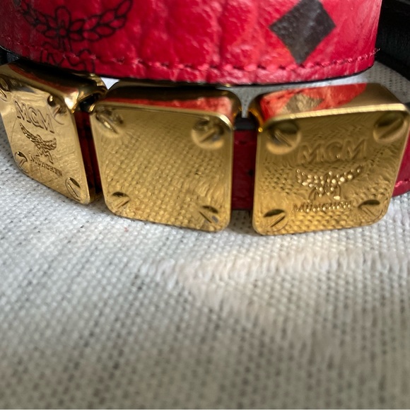 MCM Authentic Red Double Wrap Leather Bracelet - Picture 6 of 13
